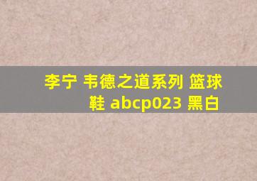 李宁 韦德之道系列 篮球鞋 abcp023 黑白